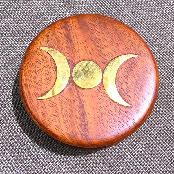 Triple Moon Herb Spice Grinder Wood