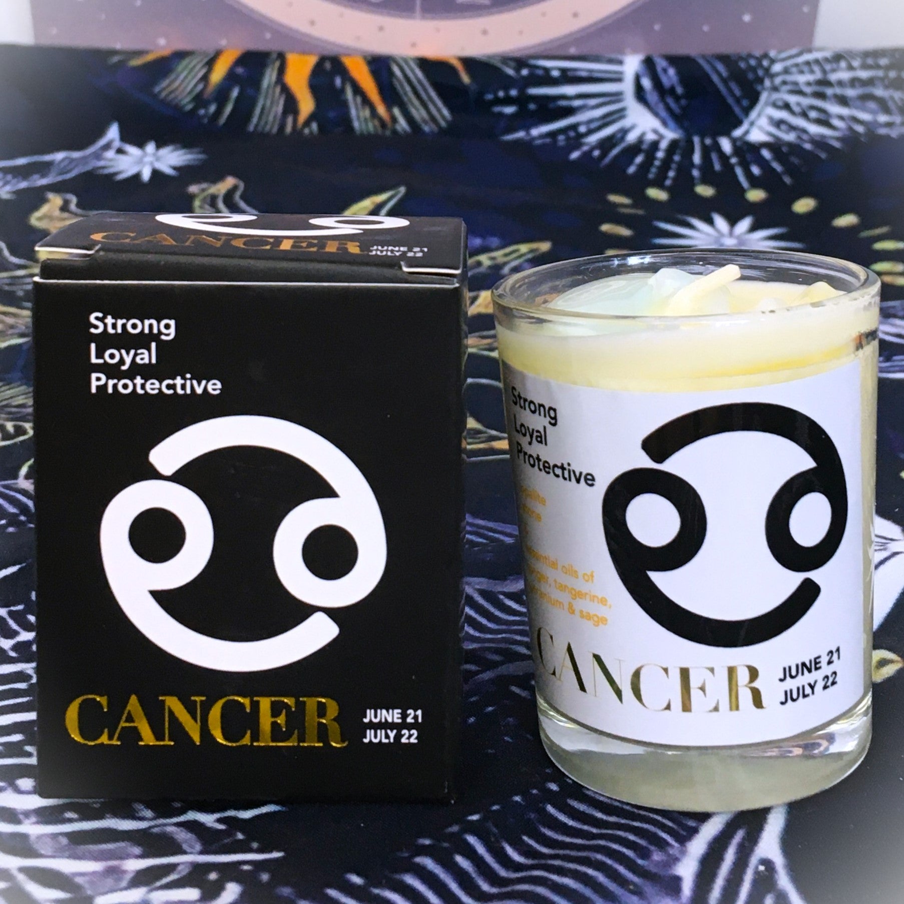 Cancer Zodiac Candle with Opalite Stone Essential Oil Soy Wax Candle Small