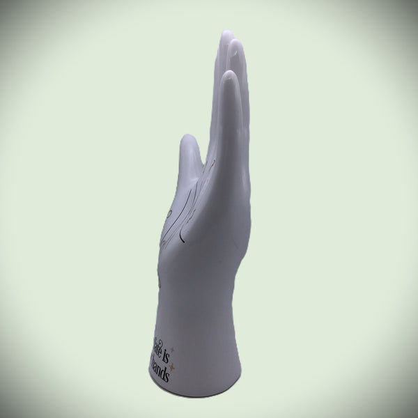 White Ceramic Palmistry Hand Ornament "Your fate is in your hands"