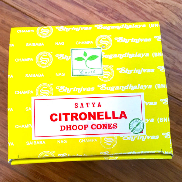 Satya Citronella Nag Champa Dhoop Incense Cones, 12 Dhoop cones with Stand