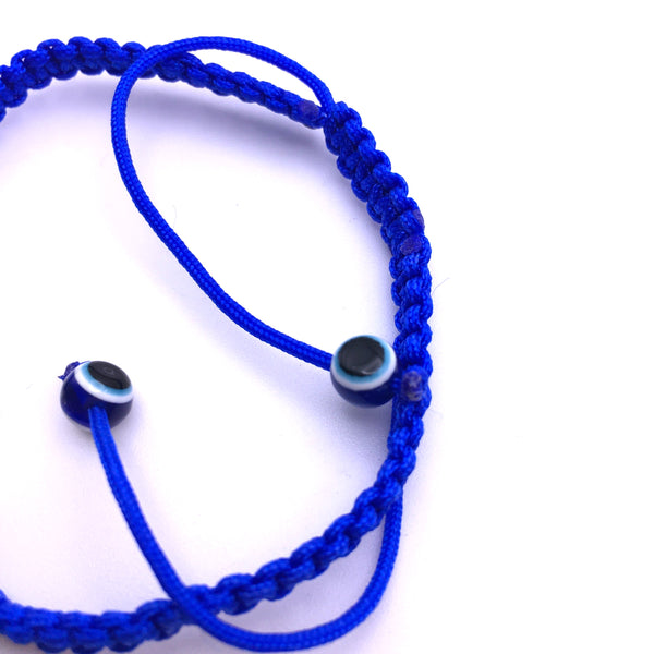 Evil Eye Hamsa Protection Bracelet Blue Macrame String
