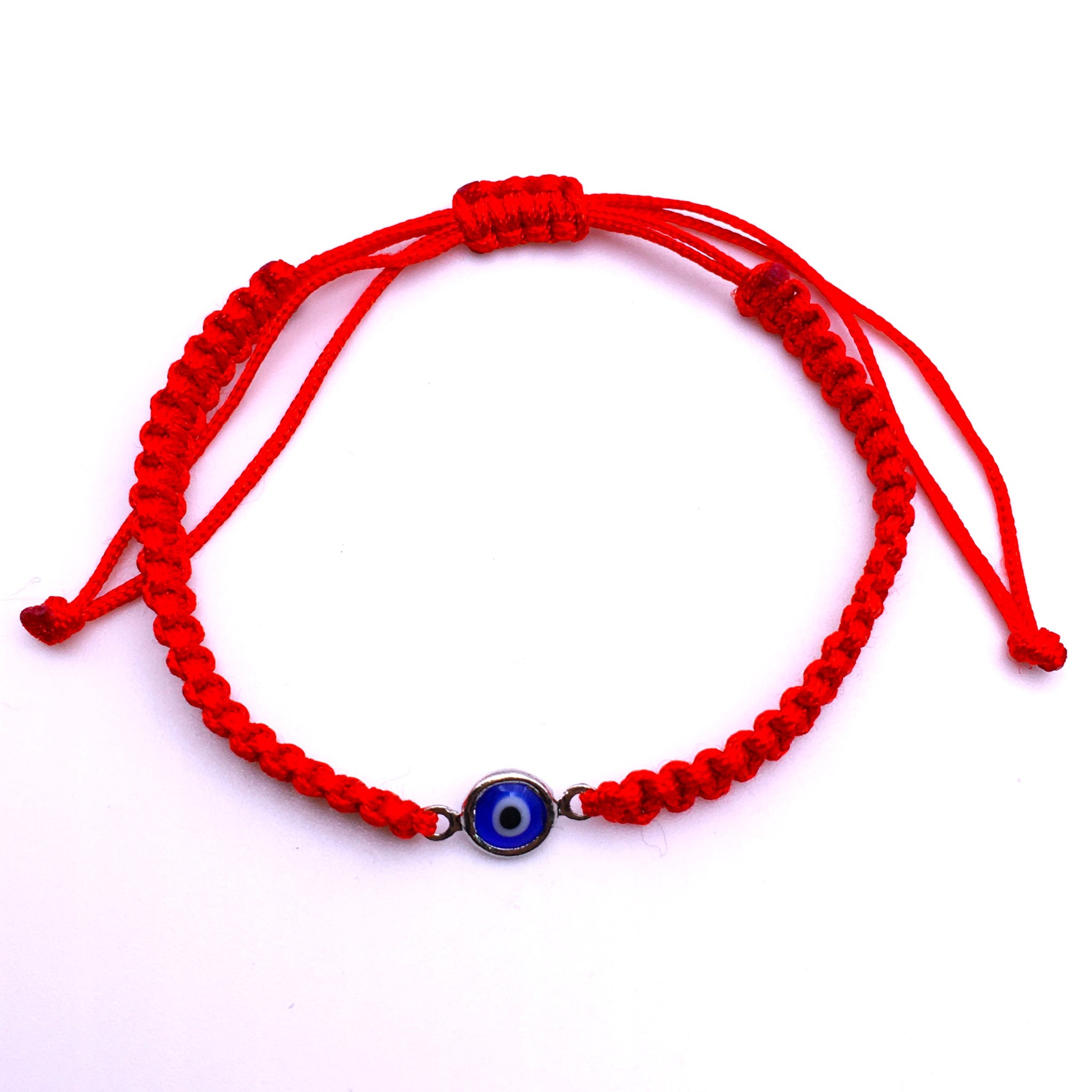 Evil Eye Protection Bracelet red Macrame String Dark Blue Eye