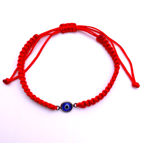 Evil Eye Protection Bracelet red Macrame String Dark Blue Eye