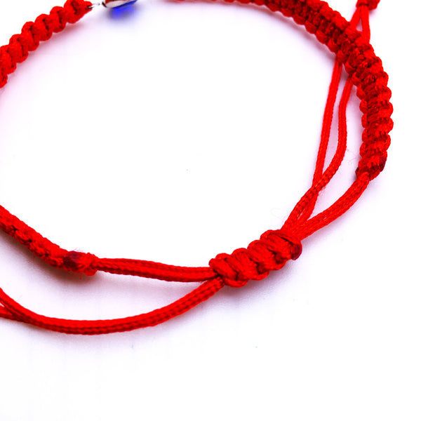 Evil Eye Protection Bracelet red Macrame String Dark Blue Eye
