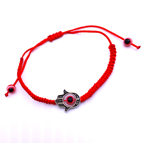Evil Eye Hamsa Protection Bracelet red Macrame String
