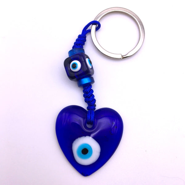 Heart Evil Eye Keychain Protection Amulet Key Holder