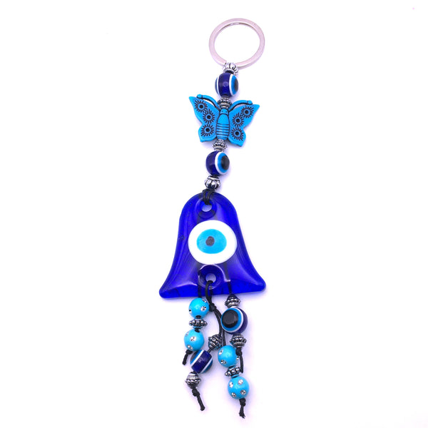 Butterfly Bell Evil Eye Keychain Protection Amulet Key Holder