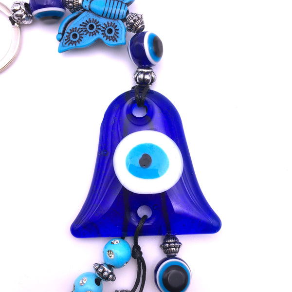Butterfly Bell Evil Eye Keychain Protection Amulet Key Holder