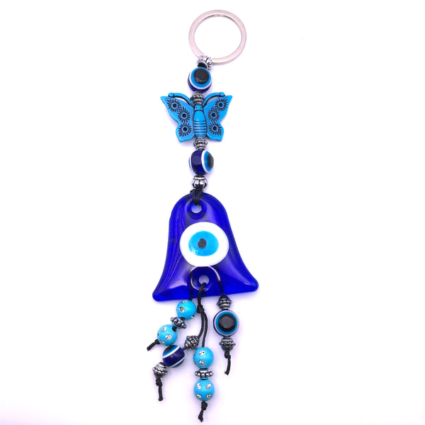 Butterfly Bell Evil Eye Keychain Protection Amulet Key Holder