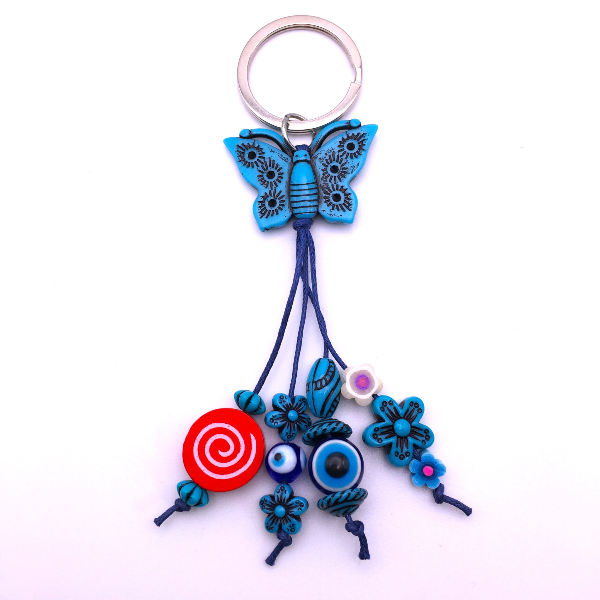 Butterfly Evil Eye Keychain Protection Amulet Key Holder