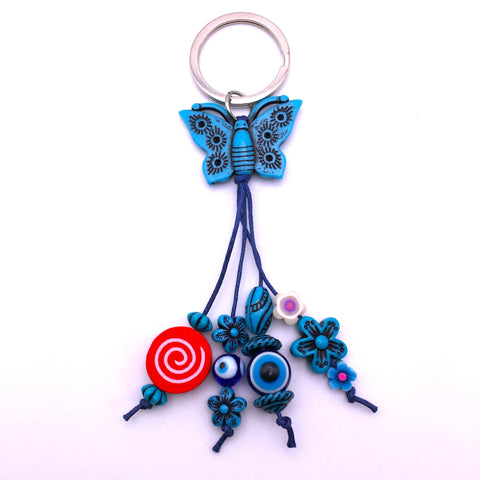 Butterfly Evil Eye Keychain Protection Amulet Key Holder