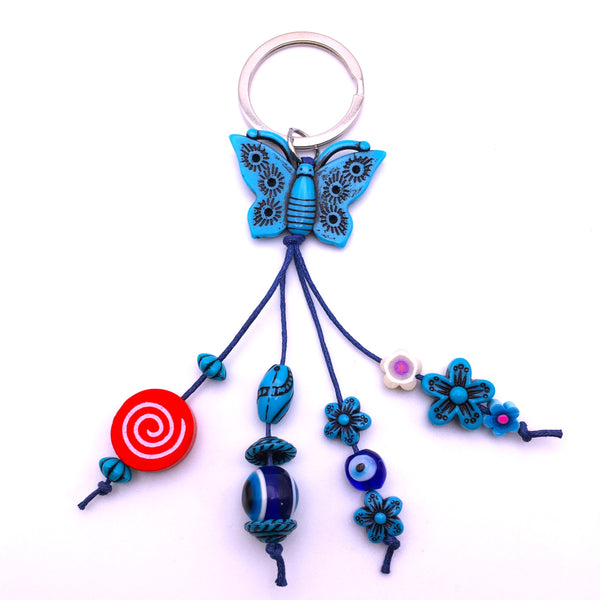 Butterfly Evil Eye Keychain Protection Amulet Key Holder