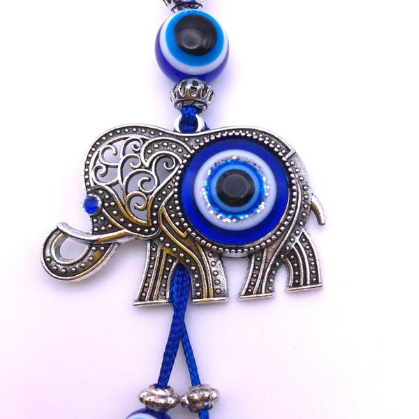 Lucky Evil Eye Elephant Keychain Protection Amulet Key Holder
