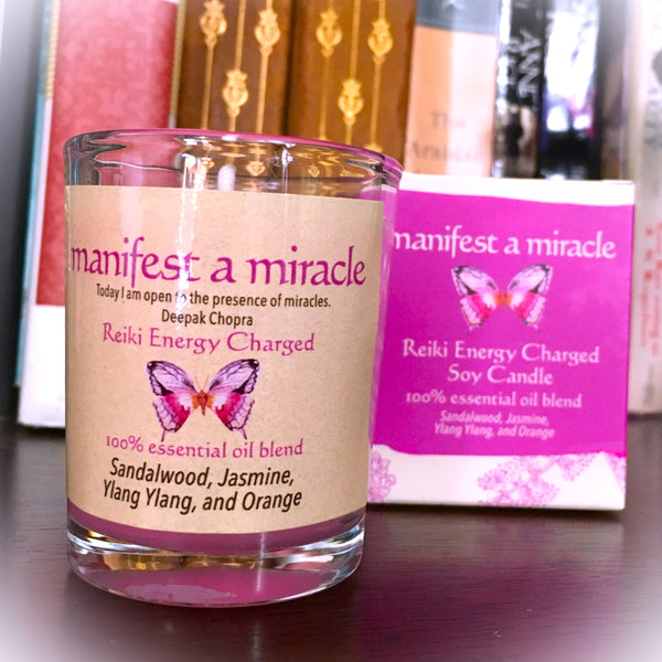 Manifest a Miracle Reiki Energy Charged Soy Candle