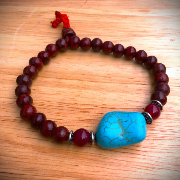 Rosewood Beads dye Howlite stretchy boho Men's bracelet