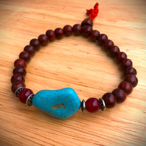 Rosewood Beads dye Howlite stretchy boho Men's bracelet