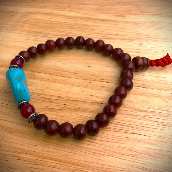 Rosewood Beads dye Howlite stretchy boho Men's bracelet