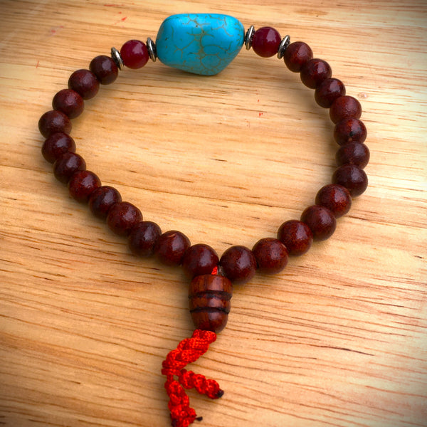 Rosewood Beads dye Howlite stretchy boho Men's bracelet