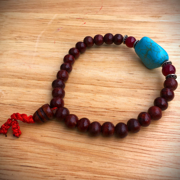 Rosewood Beads dye Howlite stretchy boho Men's bracelet