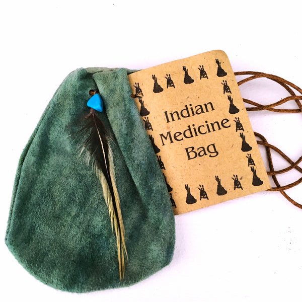 Indian Medicine Bag Green Leather