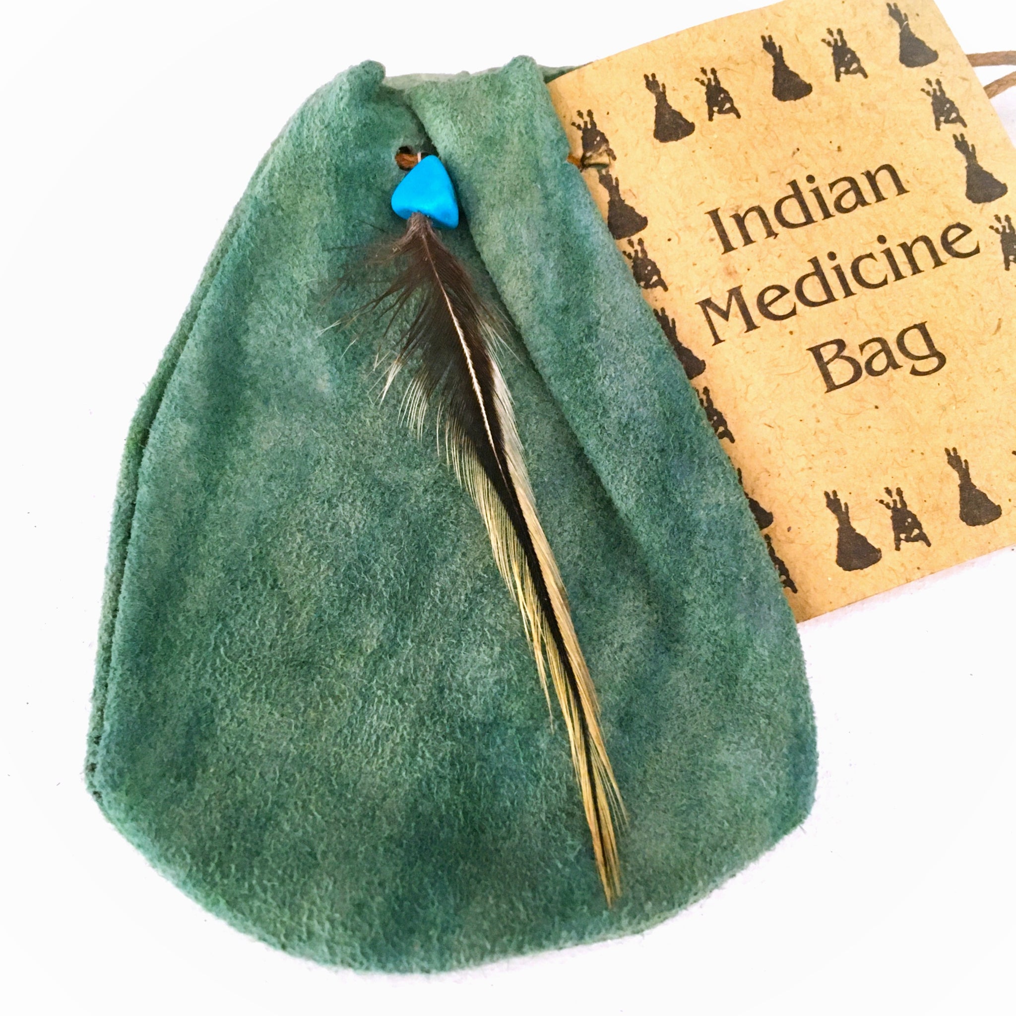 Indian Medicine Bag Green Leather