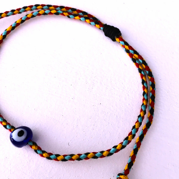 Evil Eye blue glass bead Protection Bracelet multicolor