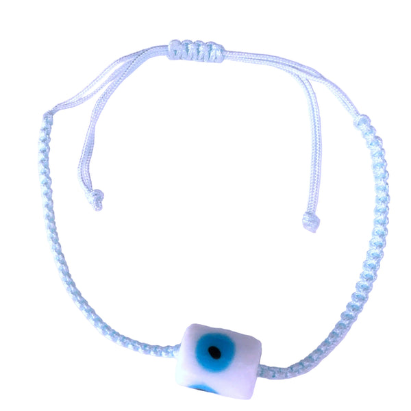 Evil Eye Protection Bracelet light blue Macrame String