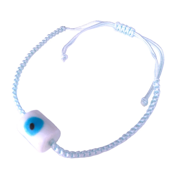 Evil Eye Protection Bracelet light blue Macrame String