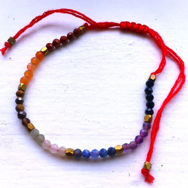 Seven Chakra delicate adjustable bracelet