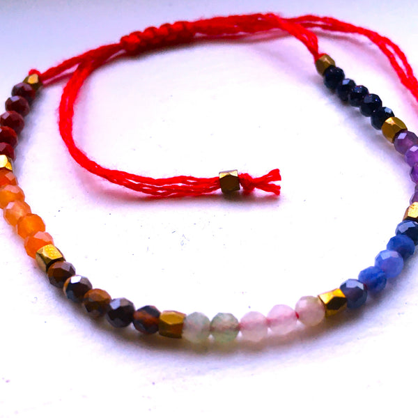 Seven Chakra delicate adjustable bracelet
