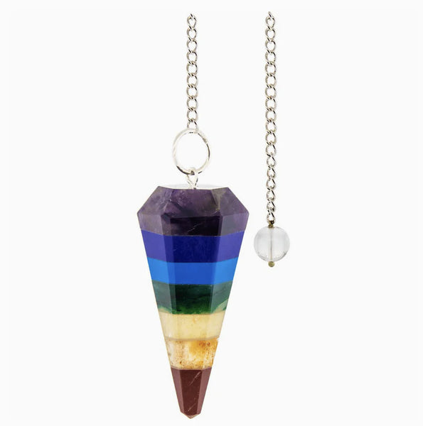 Seven Chakra Stone Pendulum Hexagonal