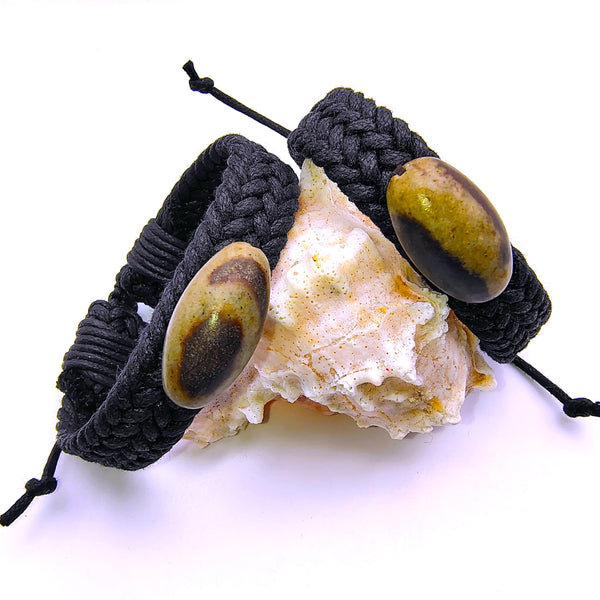 Shiva Lingam Black braided men's bracelet