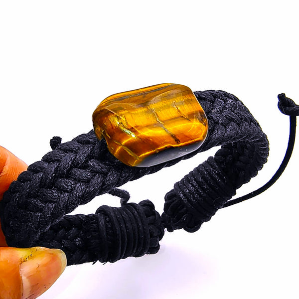 Tiger Eye Black braided men's bracelet