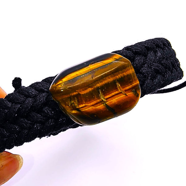 Tiger Eye Black braided men's bracelet