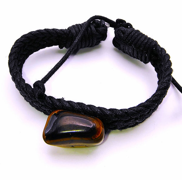 Tiger Eye Black braided men's bracelet