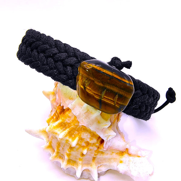 Tiger Eye Black braided men's bracelet