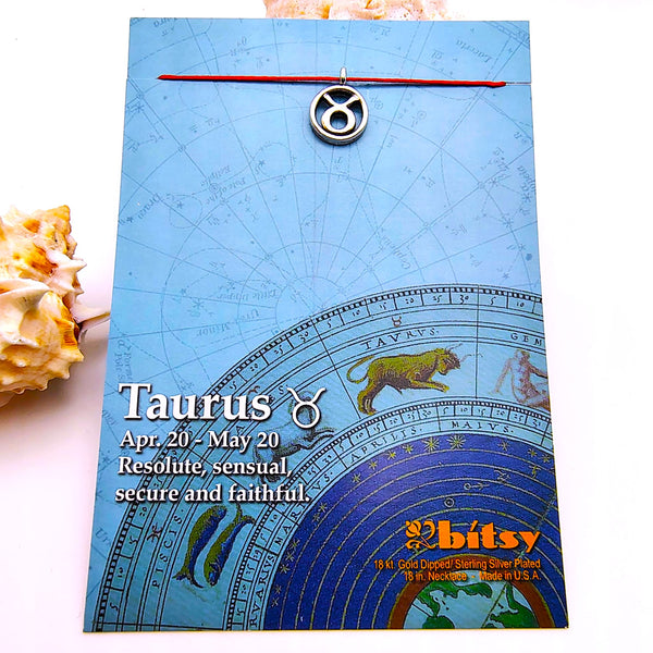 Bitsy Zodiac Taurus Pendant Necklace Sterling Silver Plated