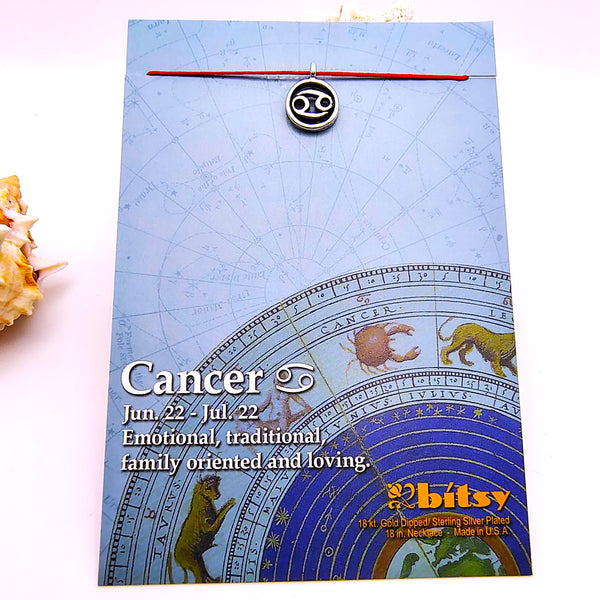 Bitsy Zodiac Cancer Pendant Necklace Sterling Silver Plated