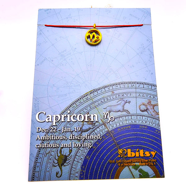 Bitsy Zodiac Capricorn Pendant Necklace Gold Dipped
