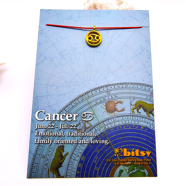 Bitsy Zodiac Cancer Pendant Necklace Gold Dipped