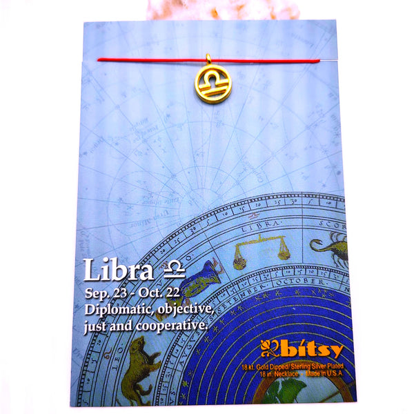 Bitsy Zodiac Libra Pendant Necklace Gold Dipped