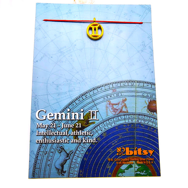 Bitsy Zodiac Gemini Pendant Necklace Gold Dipped