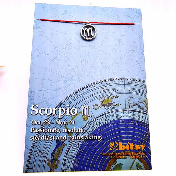 Bitsy Zodiac Scorpio Pendant Necklace Sterling Silver Plated