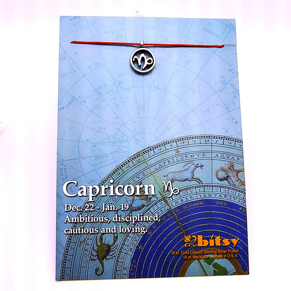 Bitsy Zodiac Capricorn Pendant Necklace Sterling Silver Plated