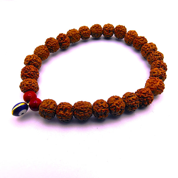Rudraksha seed Beads Bracelet with Evil Eye Charm