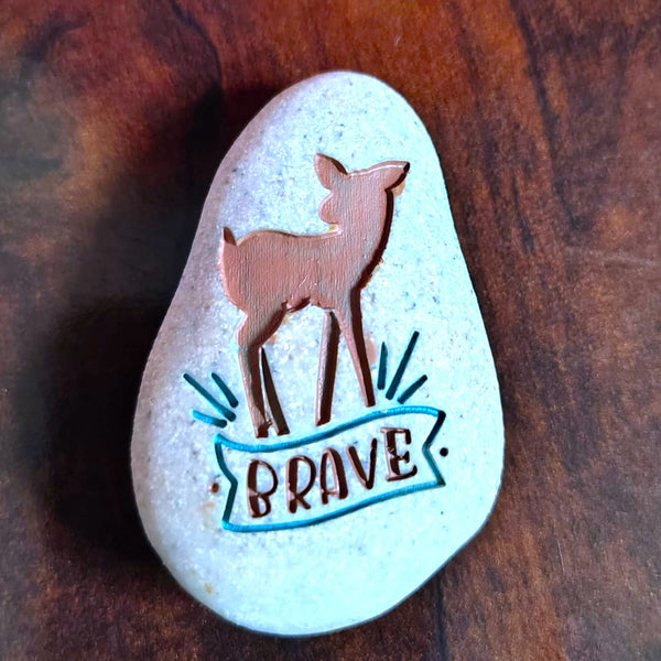 Expedition Stone "BRAVE - Happy Camper" Kindness Rock