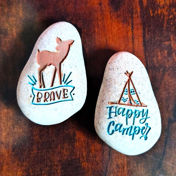 Expedition Stone "BRAVE - Happy Camper" Kindness Rock