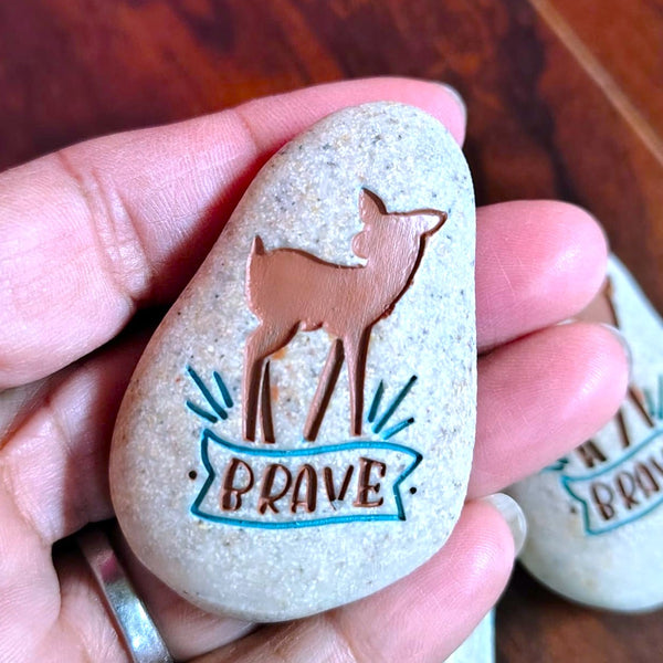 Expedition Stone "BRAVE - Happy Camper" Kindness Rock