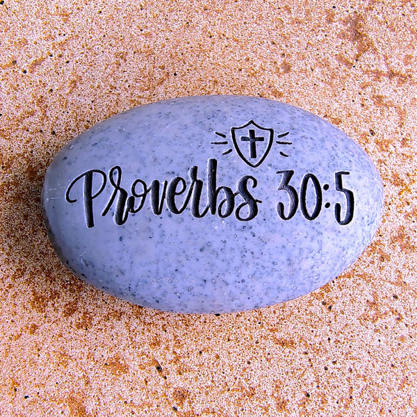 Angel Stone Proverbs Pocket Stone Proverbs 30:5 "He is a Shield to those Who take Refuge in Him"