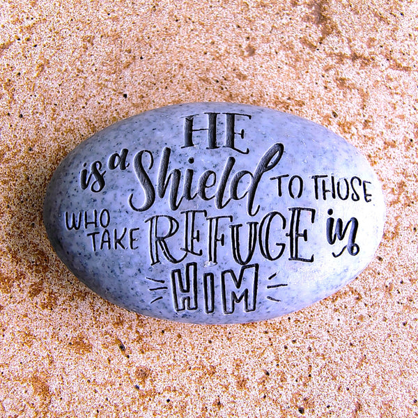 Angel Stone Proverbs Pocket Stone Proverbs 30:5 "He is a Shield to those Who take Refuge in Him"